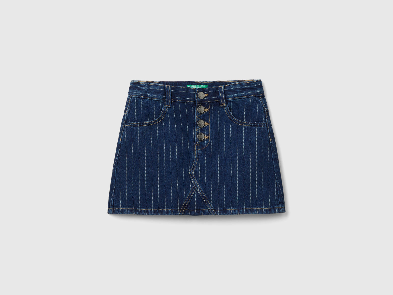 Pinstriped denim miniskirt da bambina blu scuro | Benetton Outlet