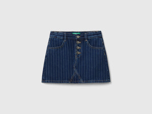 Pinstriped denim miniskirt