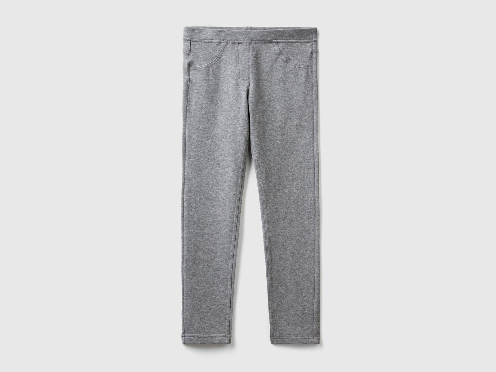 Jeggings in felpa stretch da bambina grigio scuro | Benetton Outlet