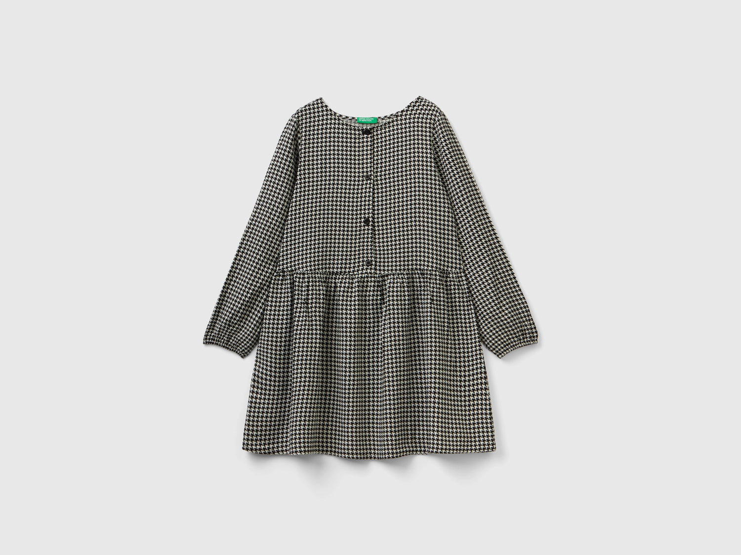 Vestito pied de poule in viscosa da bambina nero | Benetton Outlet
