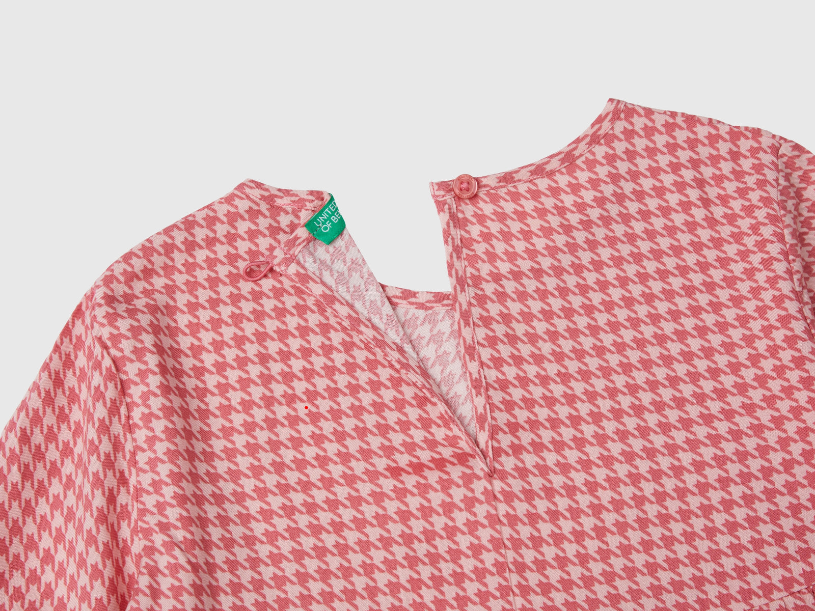 Vestito pied de poule in viscosa da bimba rosa 2 | Benetton Outlet