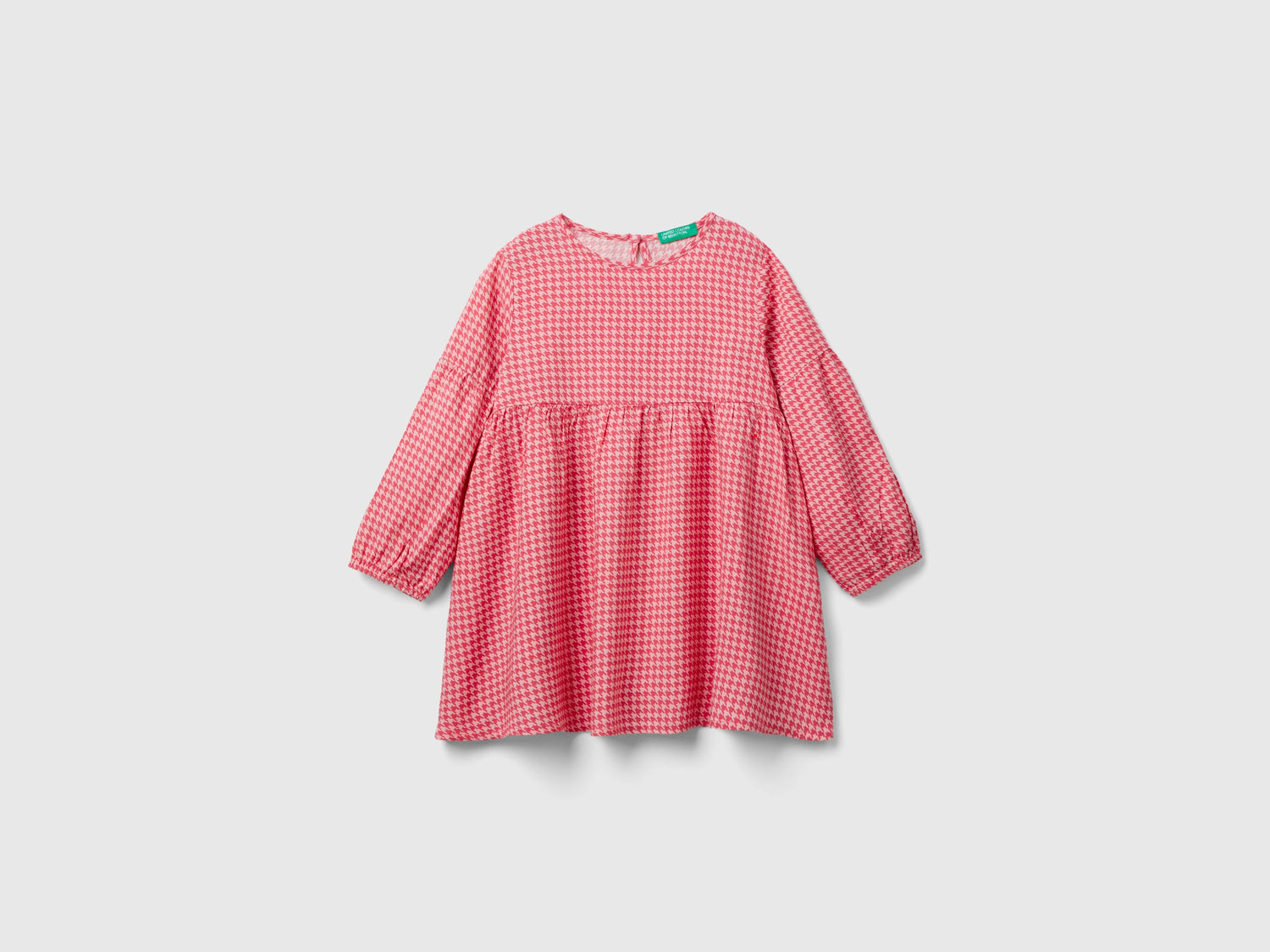 Vestito pied de poule in viscosa da bimba rosa | Benetton Outlet