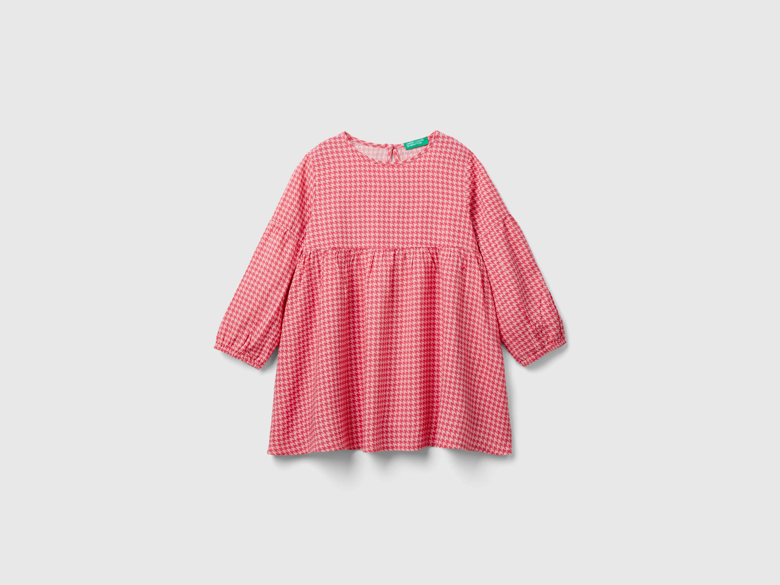Vestito pied de poule in viscosa da bimba rosa | Benetton Outlet
