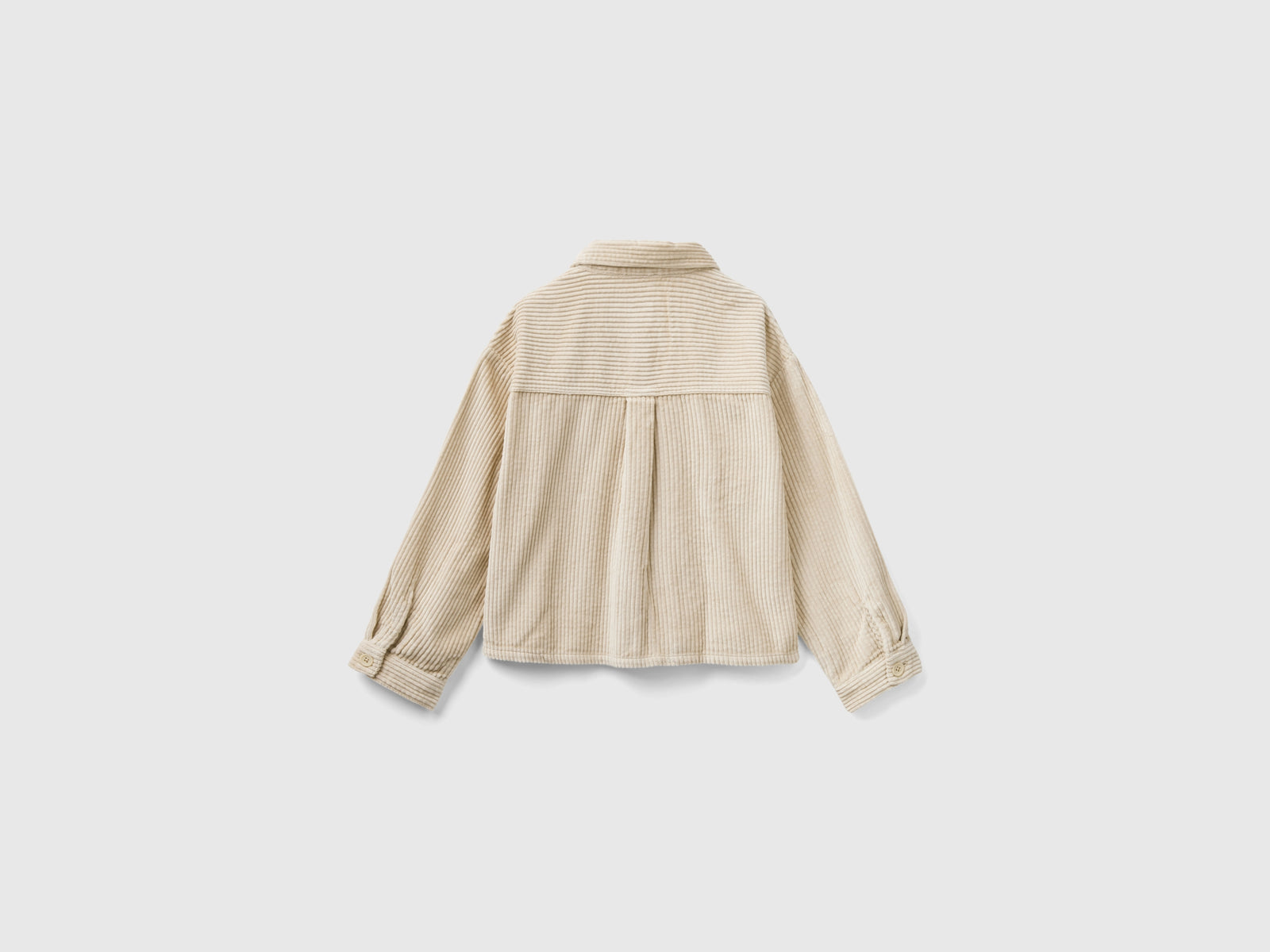 Camisa de terciopelo de gran tamaño da bambina beige 2 | Benetton Outlet