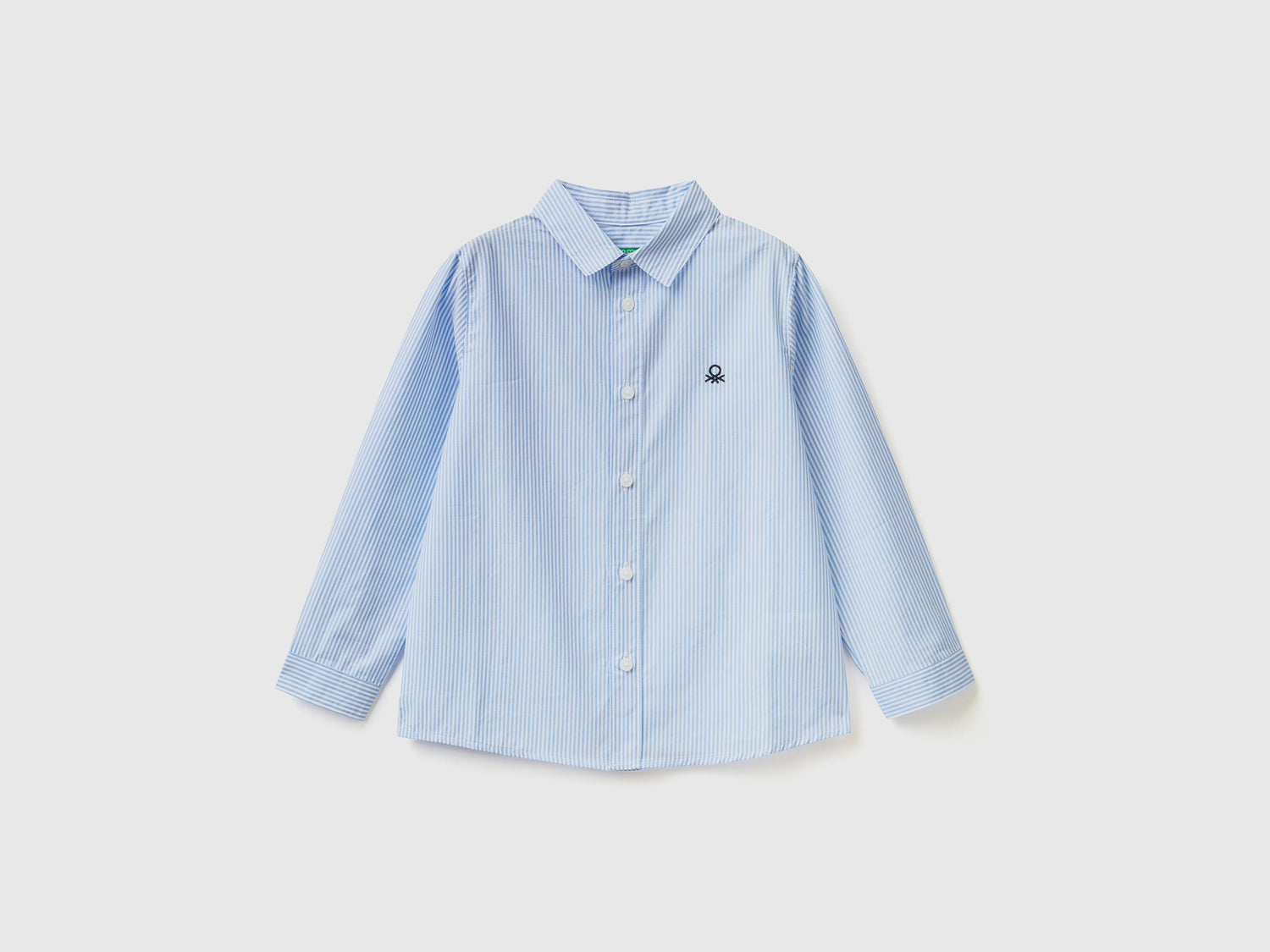 Camicia in puro cotone da bimbo celeste | Benetton Outlet