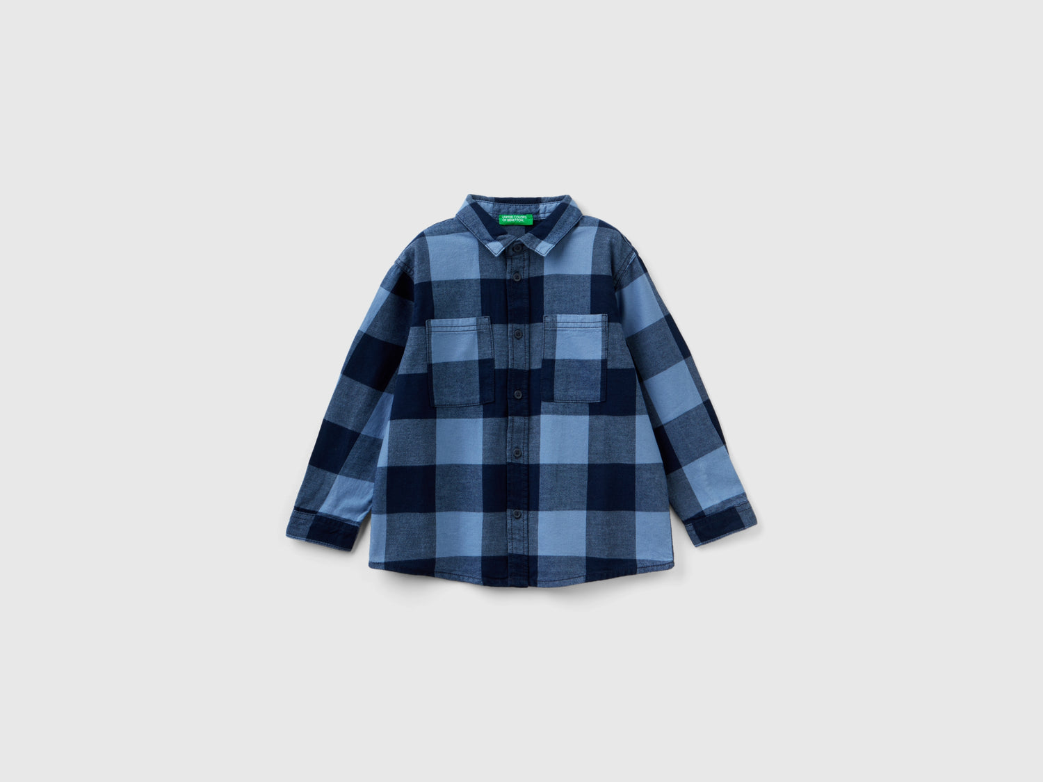Camicia scozzese 100% cotone da bimbo blu | Benetton Outlet