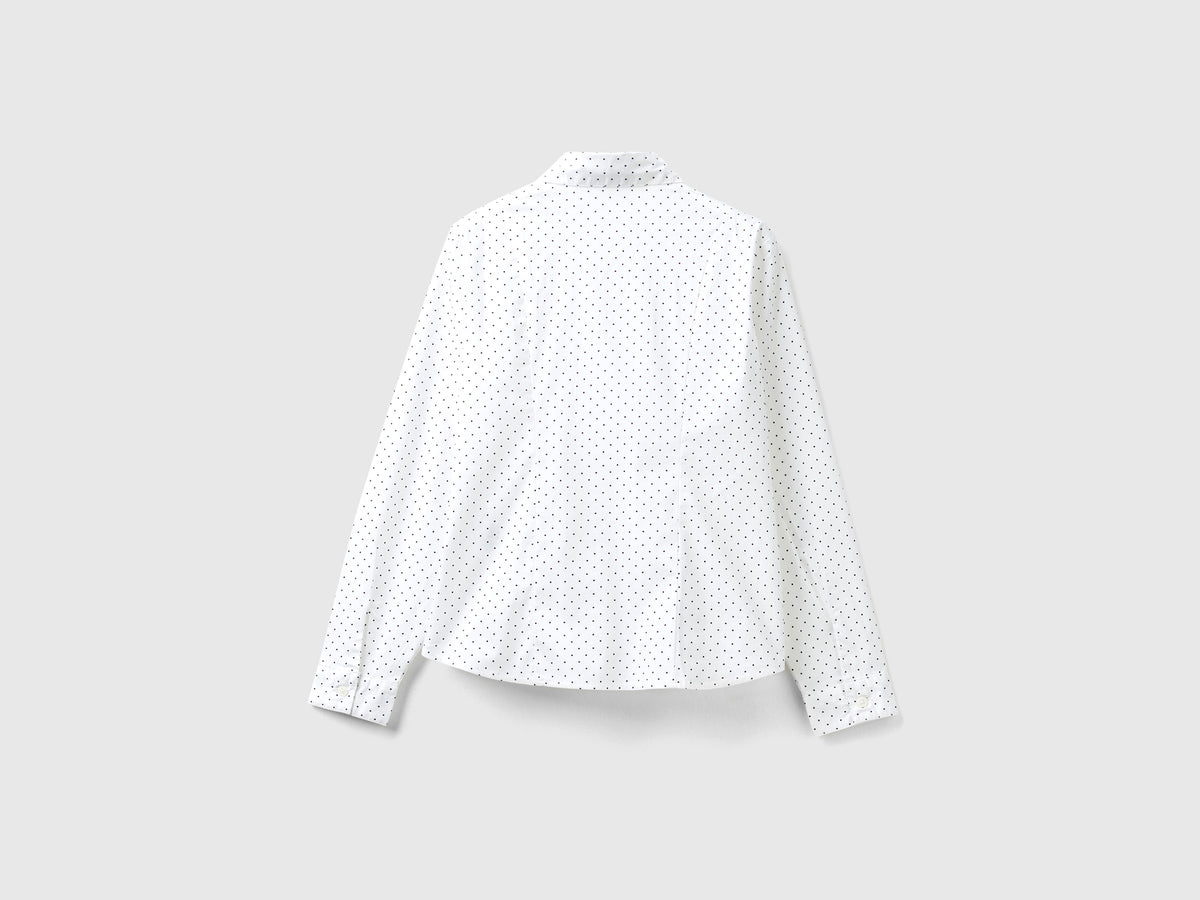Camisa de lunares en mezcla de algodón elástico