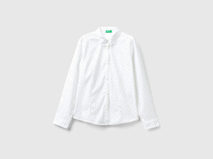 Camisa de lunares en mezcla de algodón elástico