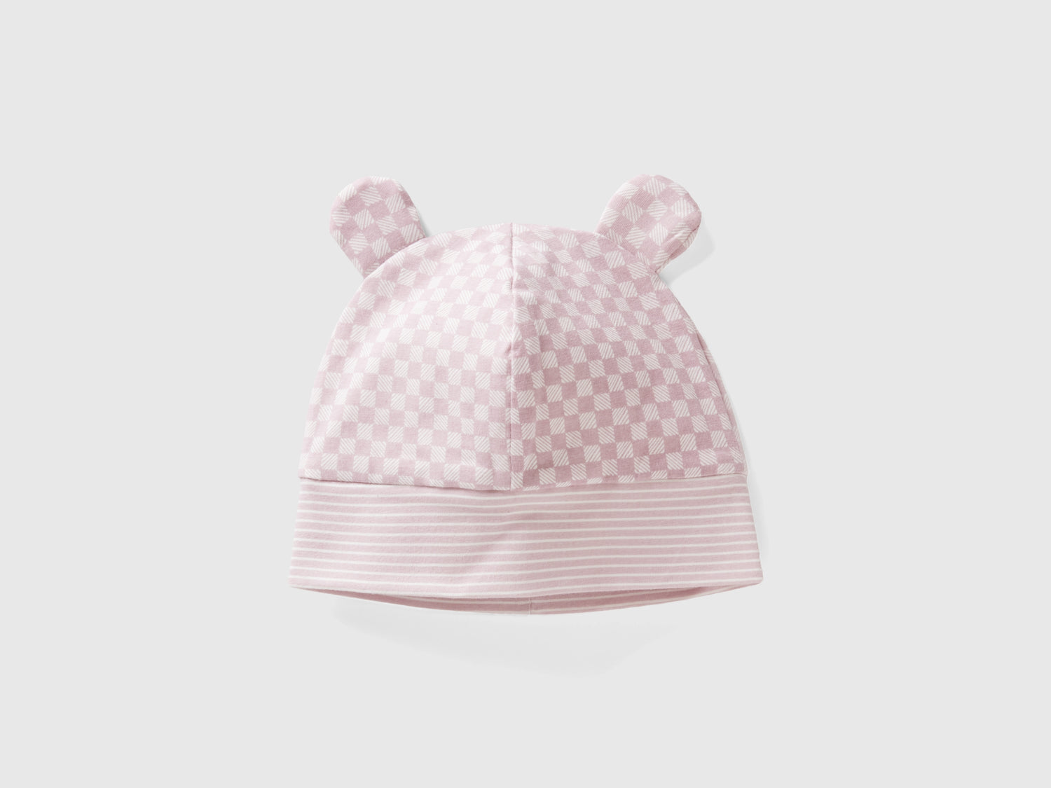 Cappellino in cotone con orecchie da neonato rosa tenue | Benetton Outlet