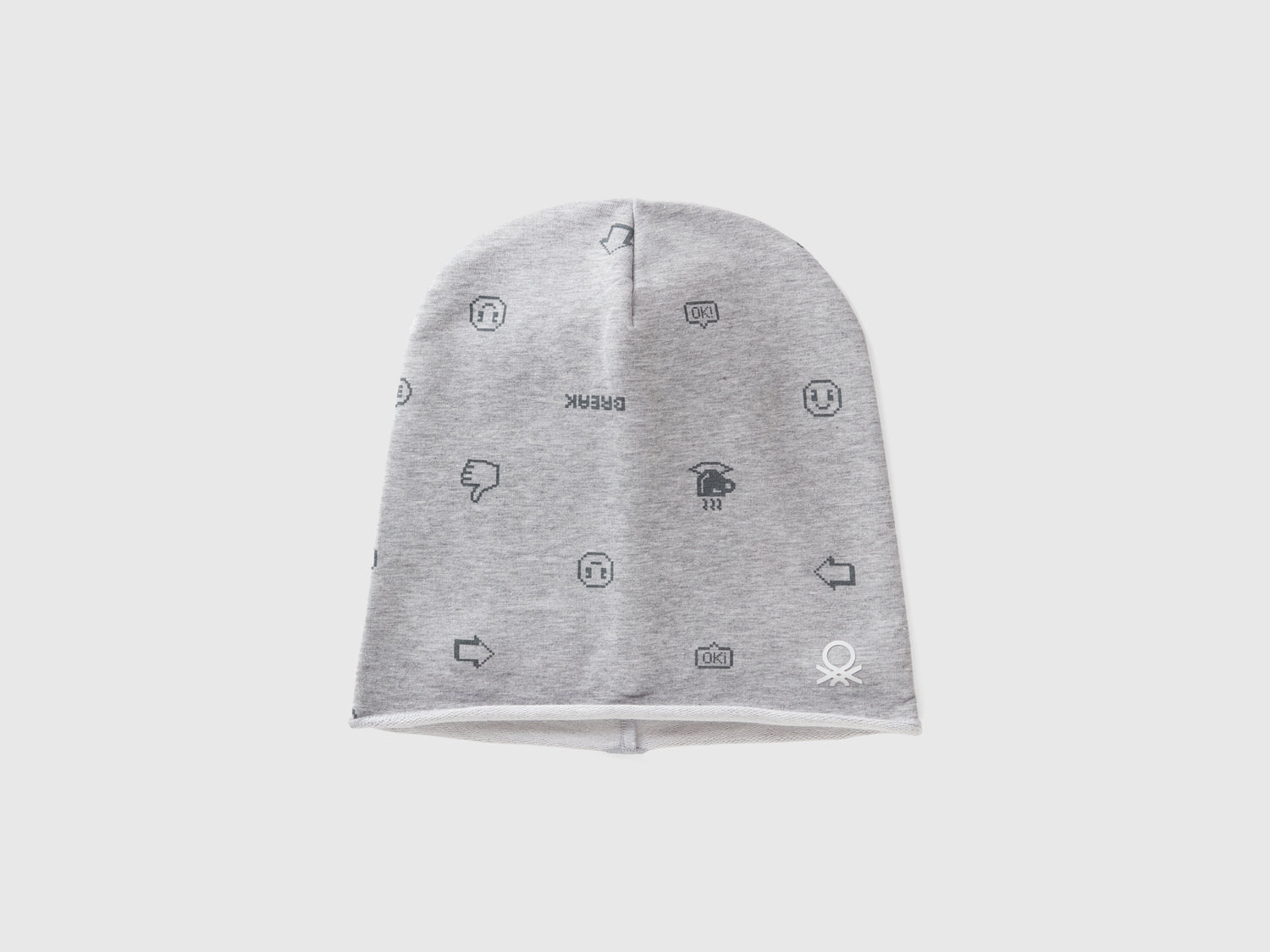 Cuffietta fantasia in cotone stretch da bambino grigio | Benetton Outlet