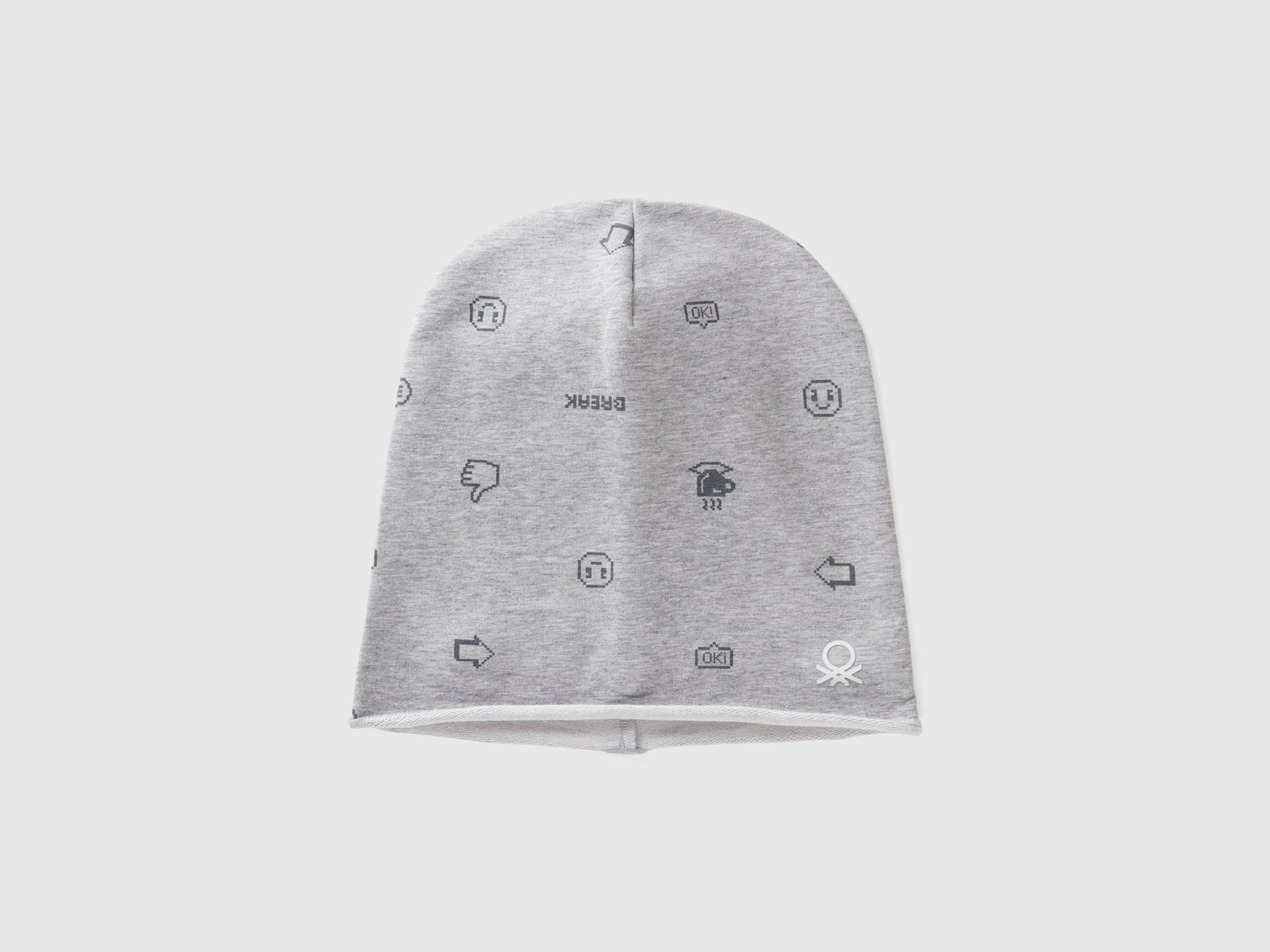 Cuffietta fantasia in cotone stretch da bambino grigio | Benetton Outlet