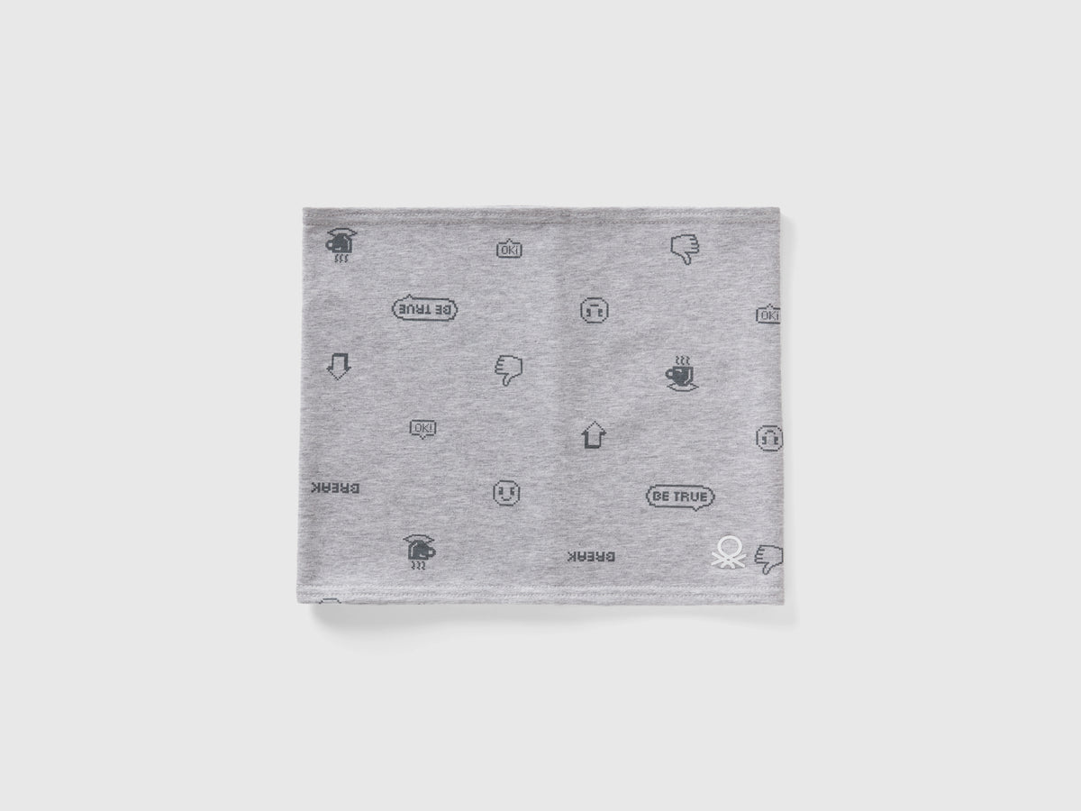 Patterned neck warmer in stretch cotton
