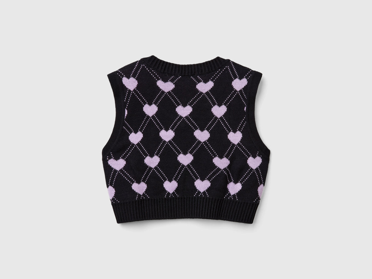 Gilet cropped con motivo cuori