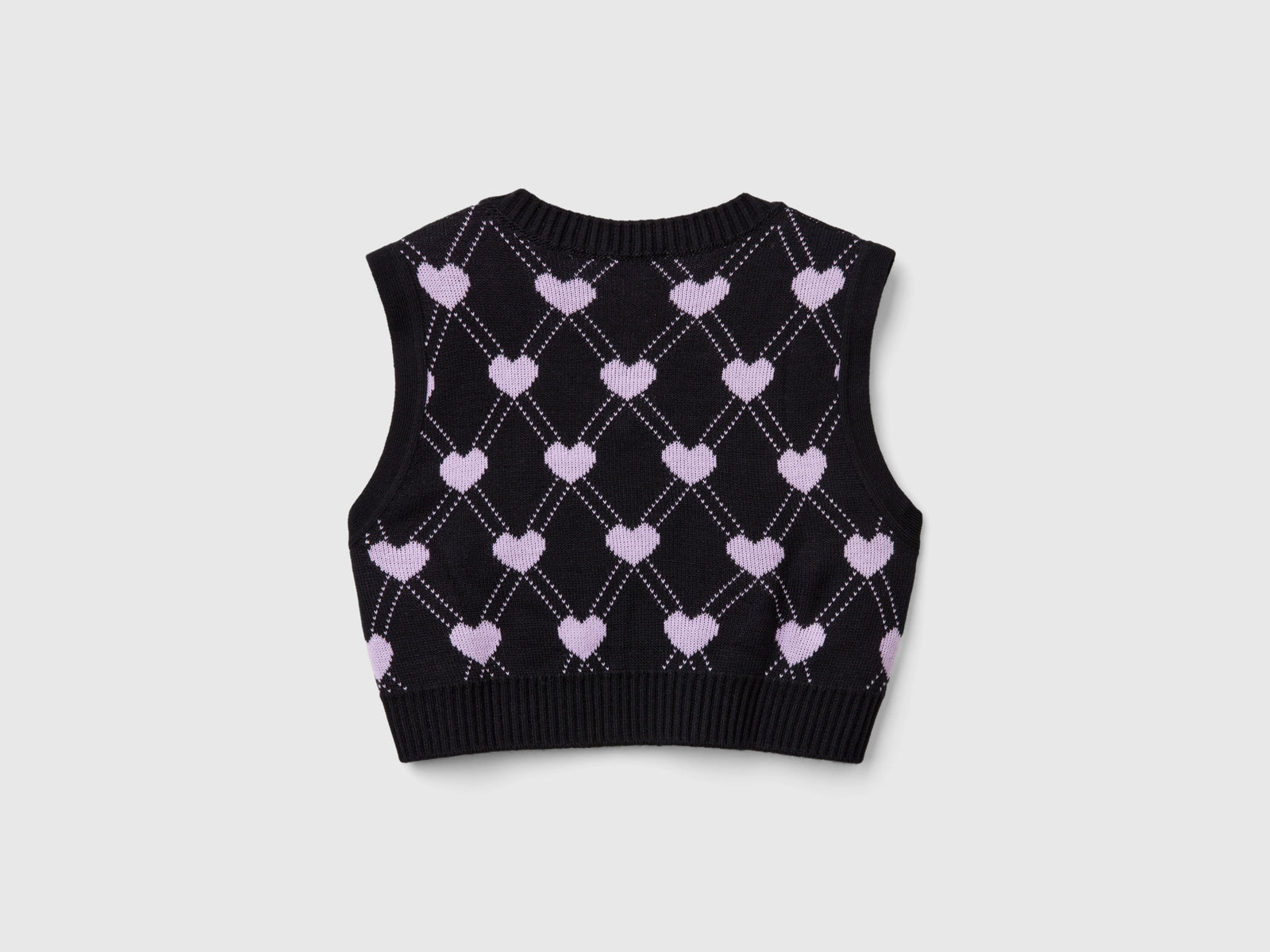 Gilet cropped con motivo cuori da bambina nero 2 | Benetton Outlet