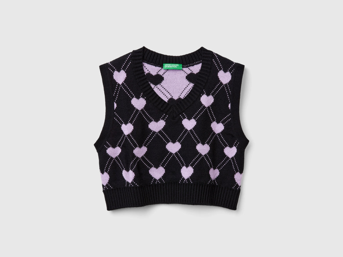 Gilet cropped con motivo cuori