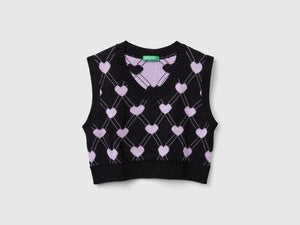 Gilet cropped con motivo cuori