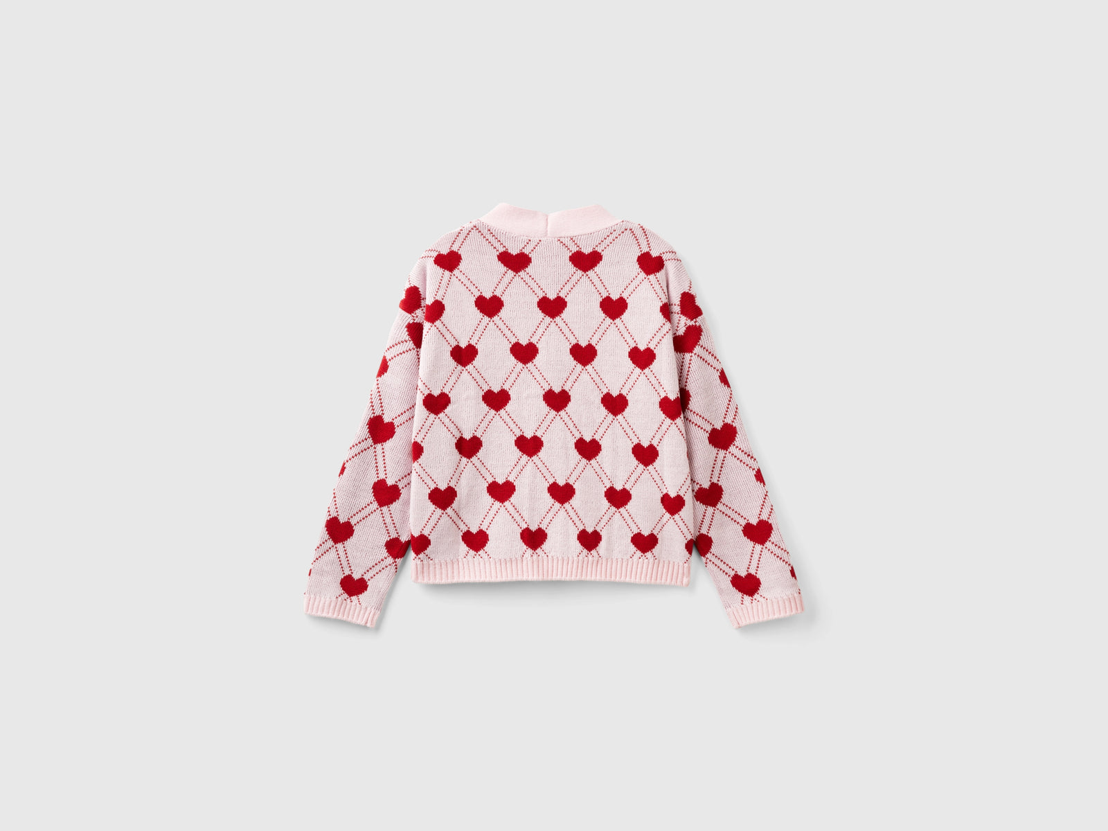 Cardigan con motivo cuori da bambina rosa 2 | Benetton Outlet