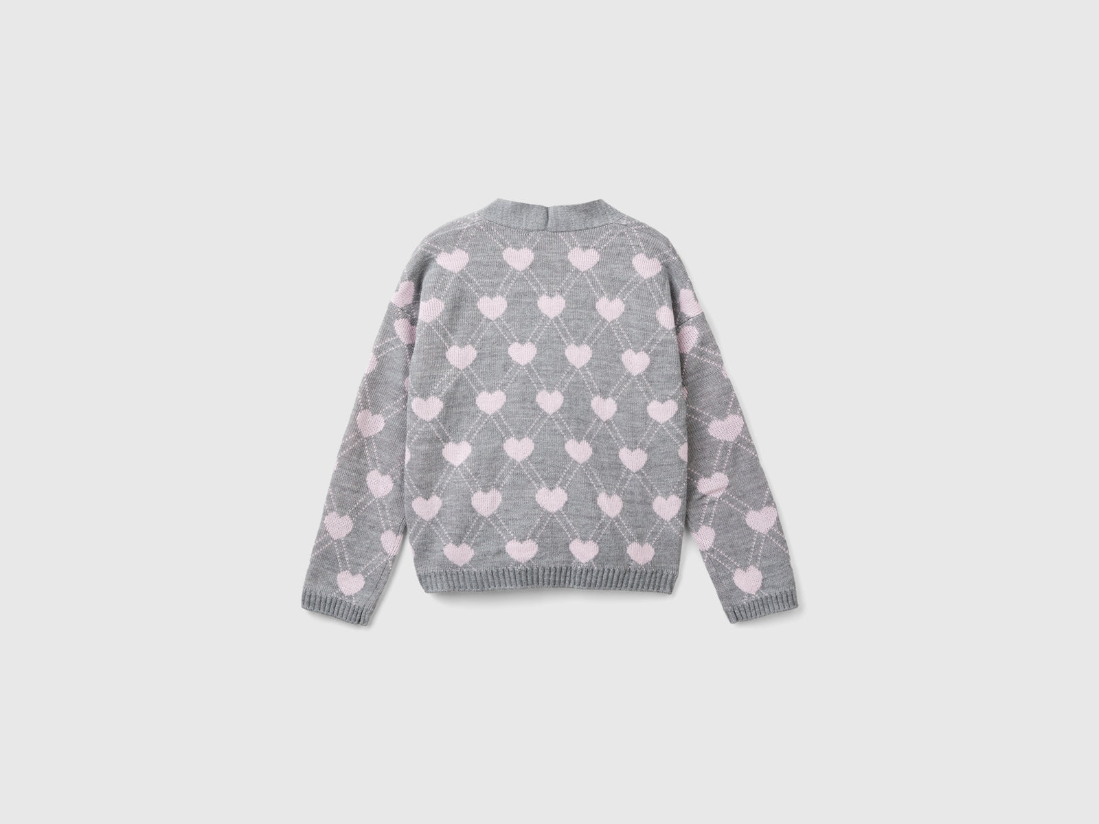 Cardigan con motivo cuori da bambina grigio chiaro 2 | Benetton Outlet