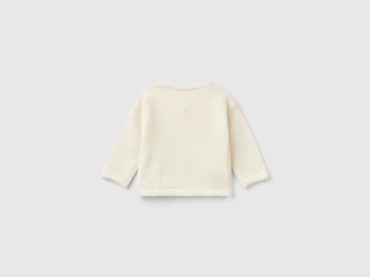 Cardigan con rose in misto lana