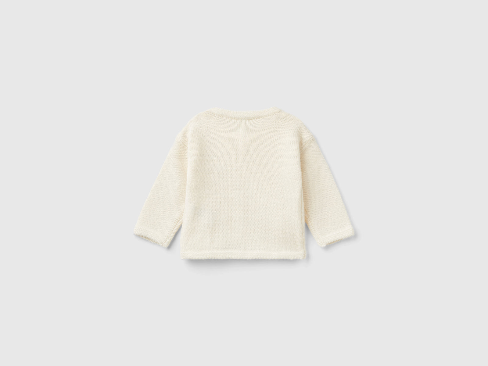 Cardigan con rose in misto lana da neonato bianco panna 2 | Benetton Outlet