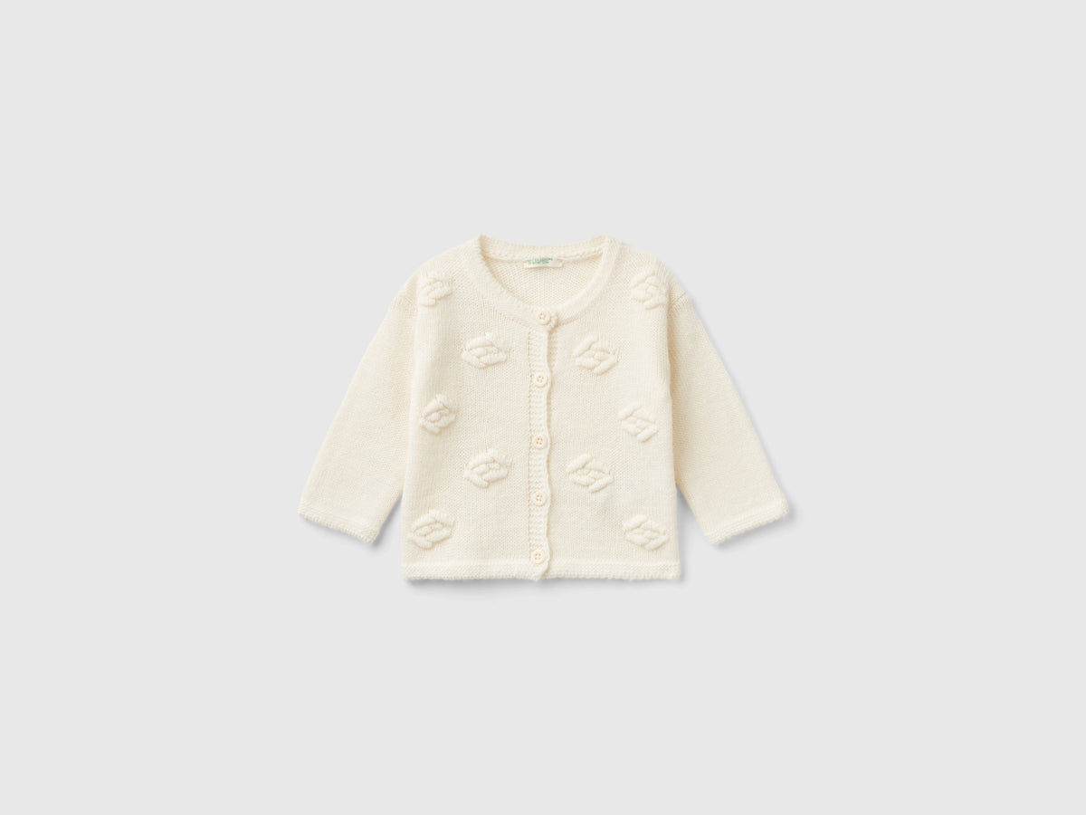 Cardigan con rose in misto lana