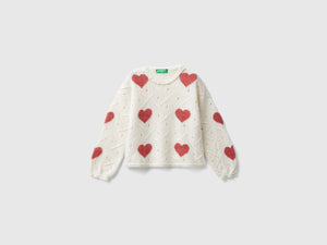 Maglia con intarsio cuori