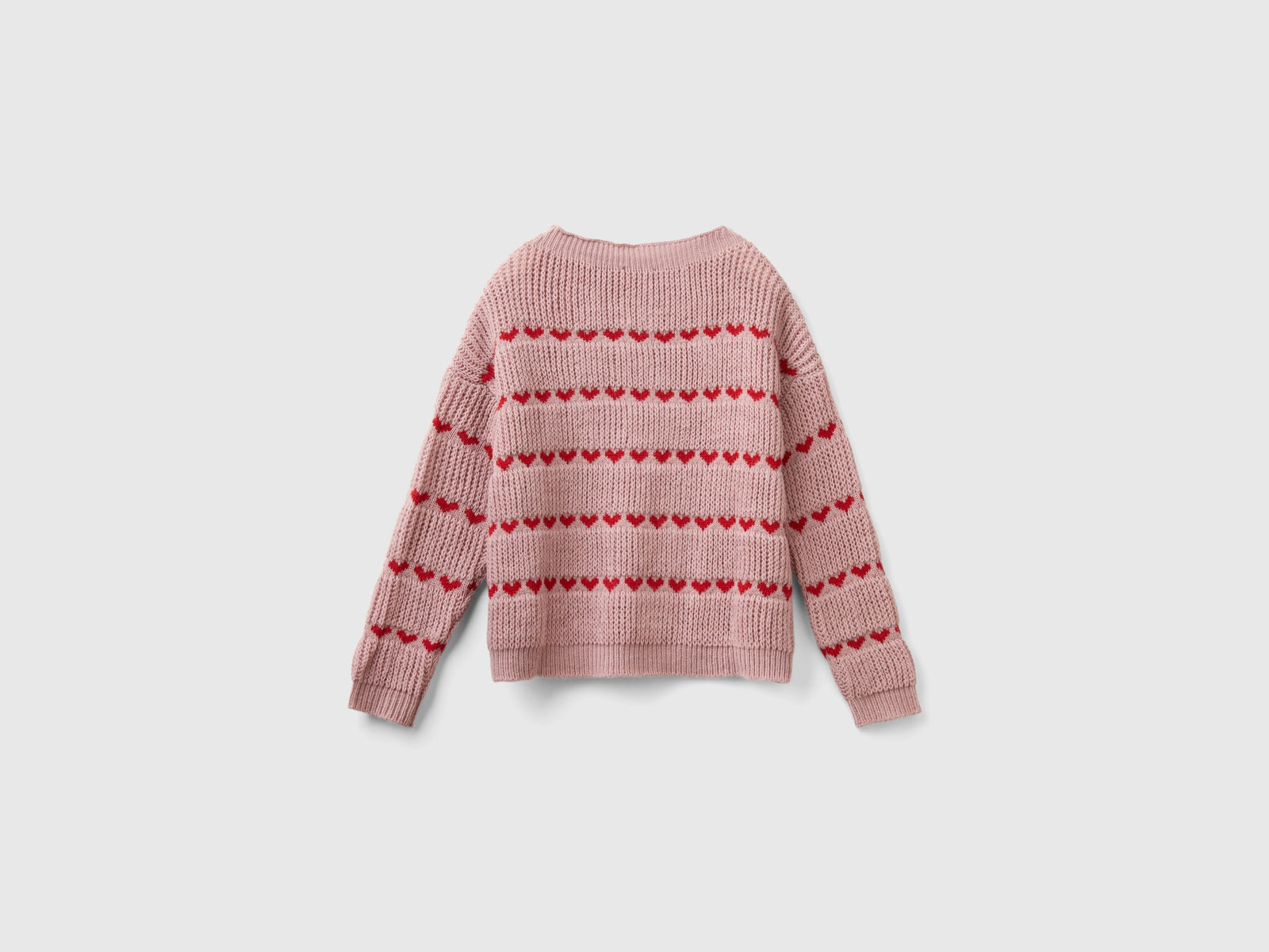 Maglioncino con intarsio cuori da bambina malva 2 | Benetton Outlet