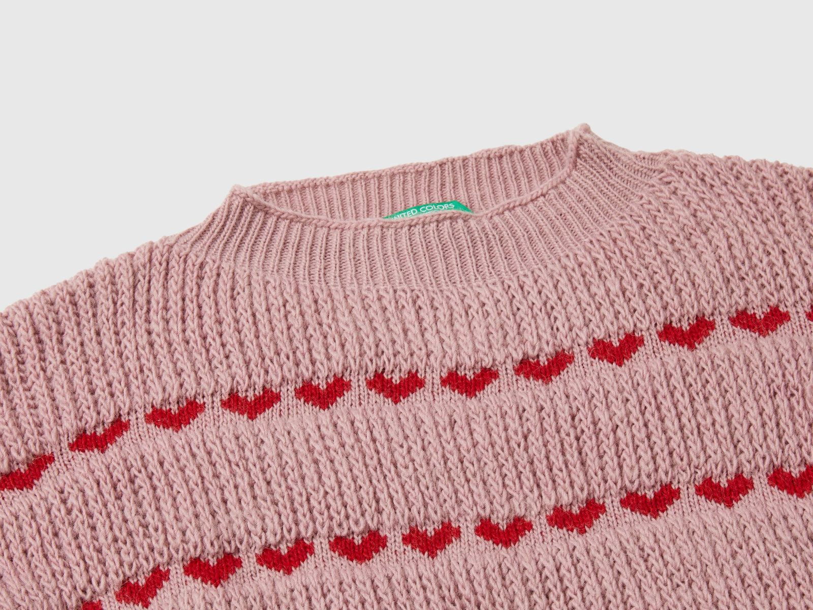 Maglioncino con intarsio cuori da bambina malva 3 | Benetton Outlet