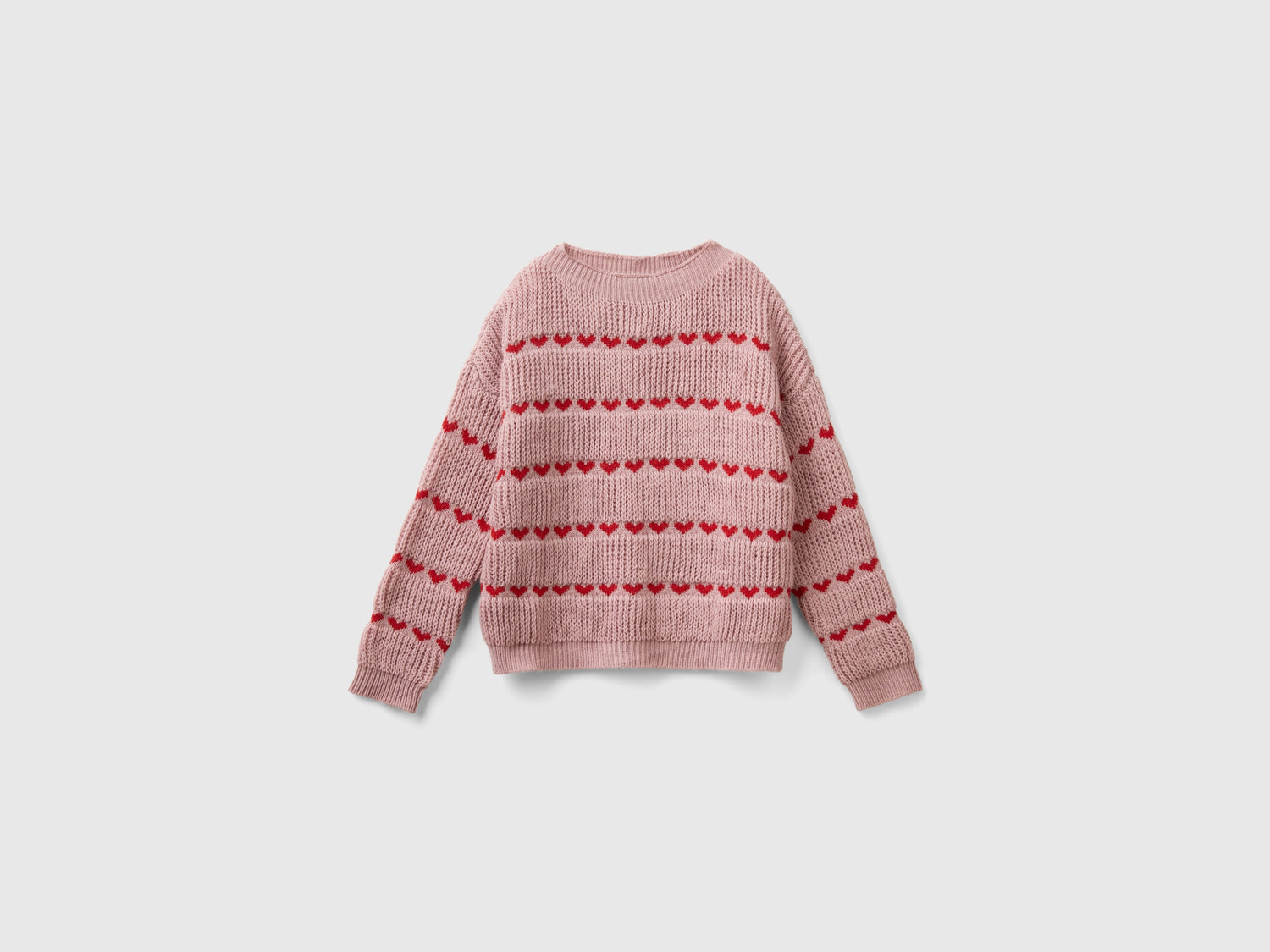Maglioncino con intarsio cuori da bambina malva | Benetton Outlet