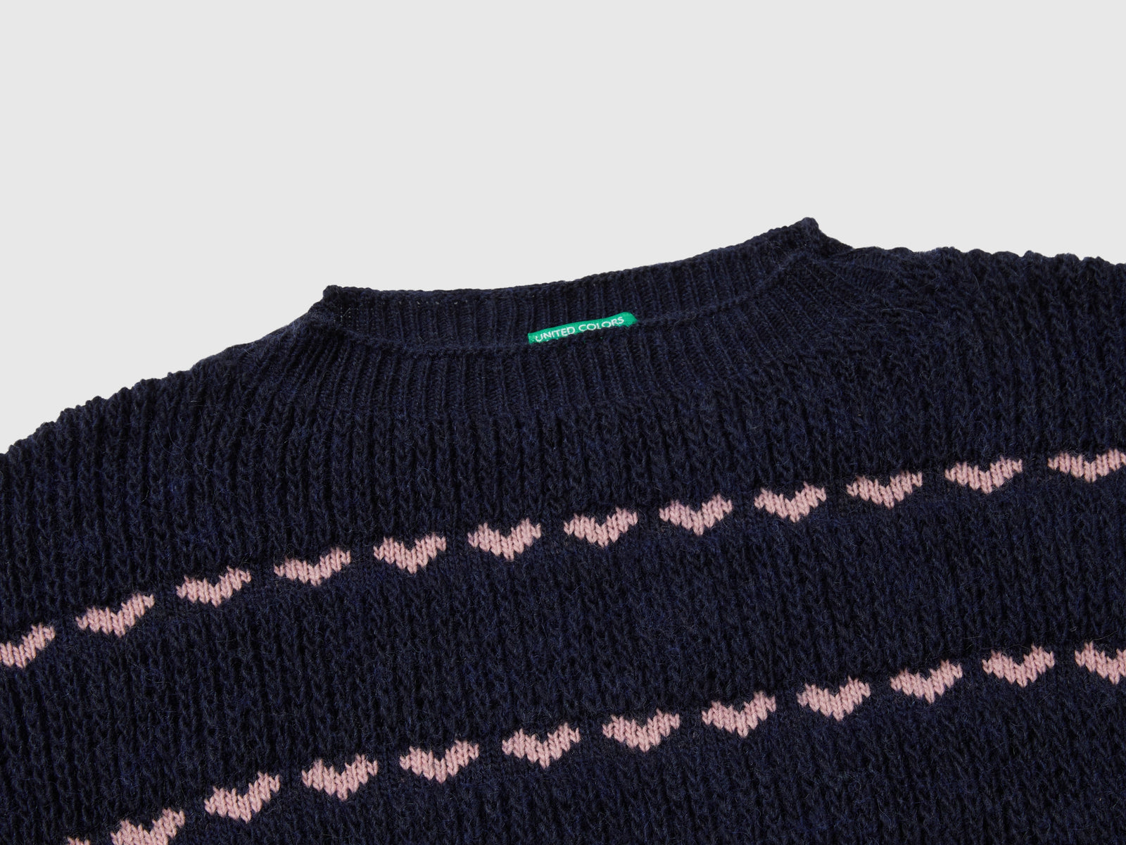 Maglioncino con intarsio cuori da bambina blu scuro 3 | Benetton Outlet