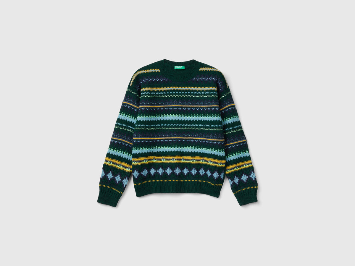 Wool blend jacquard sweater