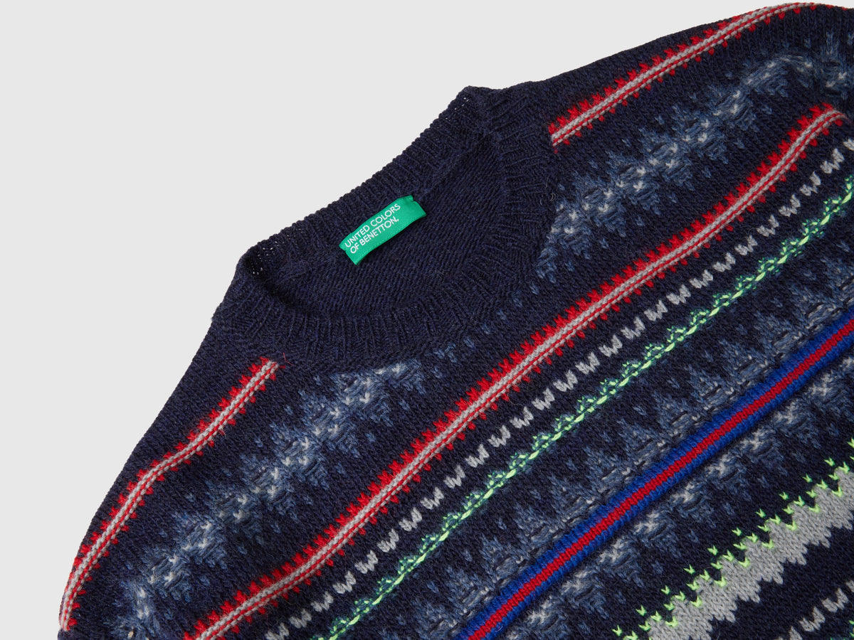 Wool blend jacquard sweater