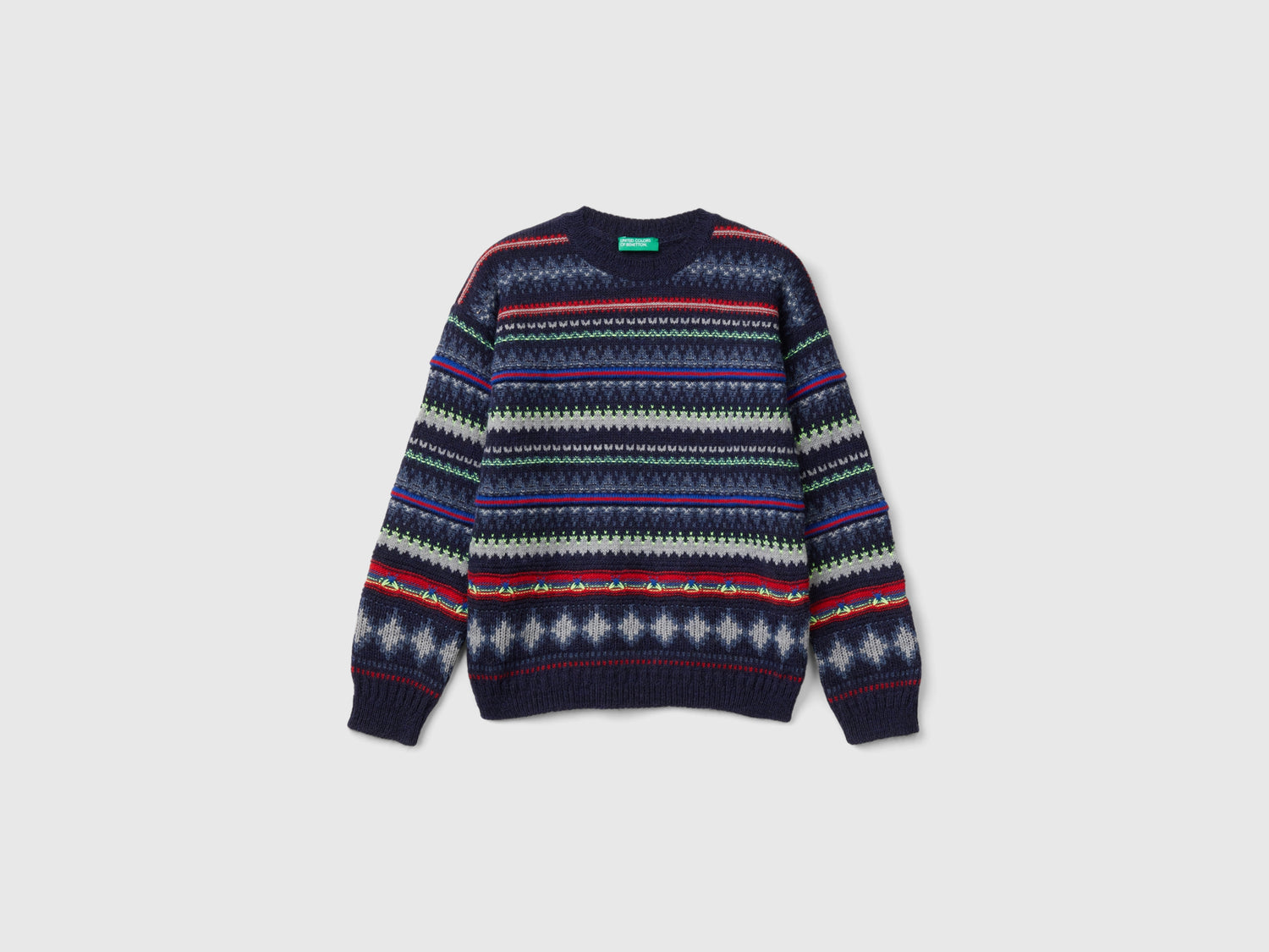 Wool blend jacquard sweater da bambino multi-color | Benetton Outlet
