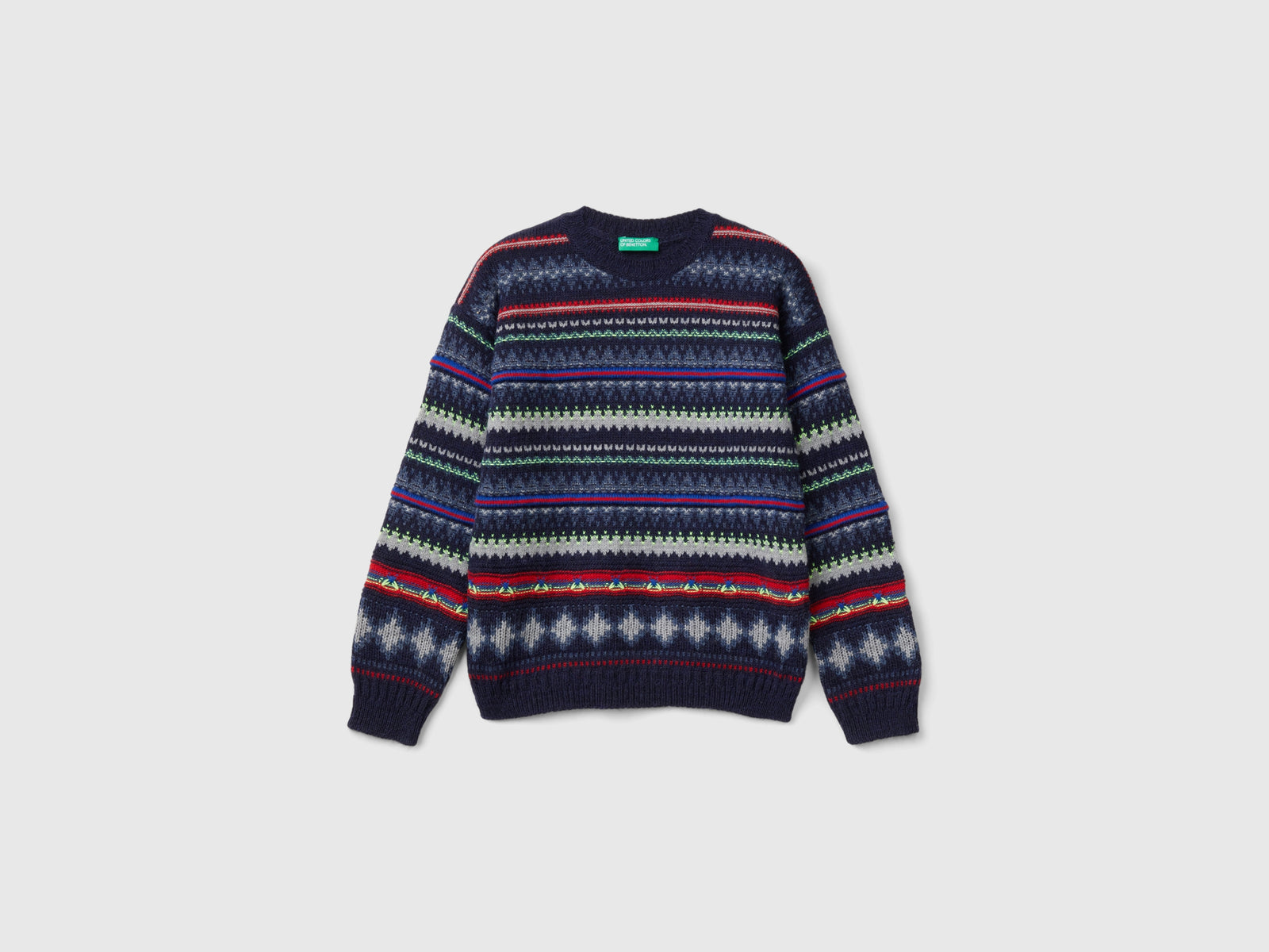 Wool blend jacquard sweater da bambino multi-color | Benetton Outlet