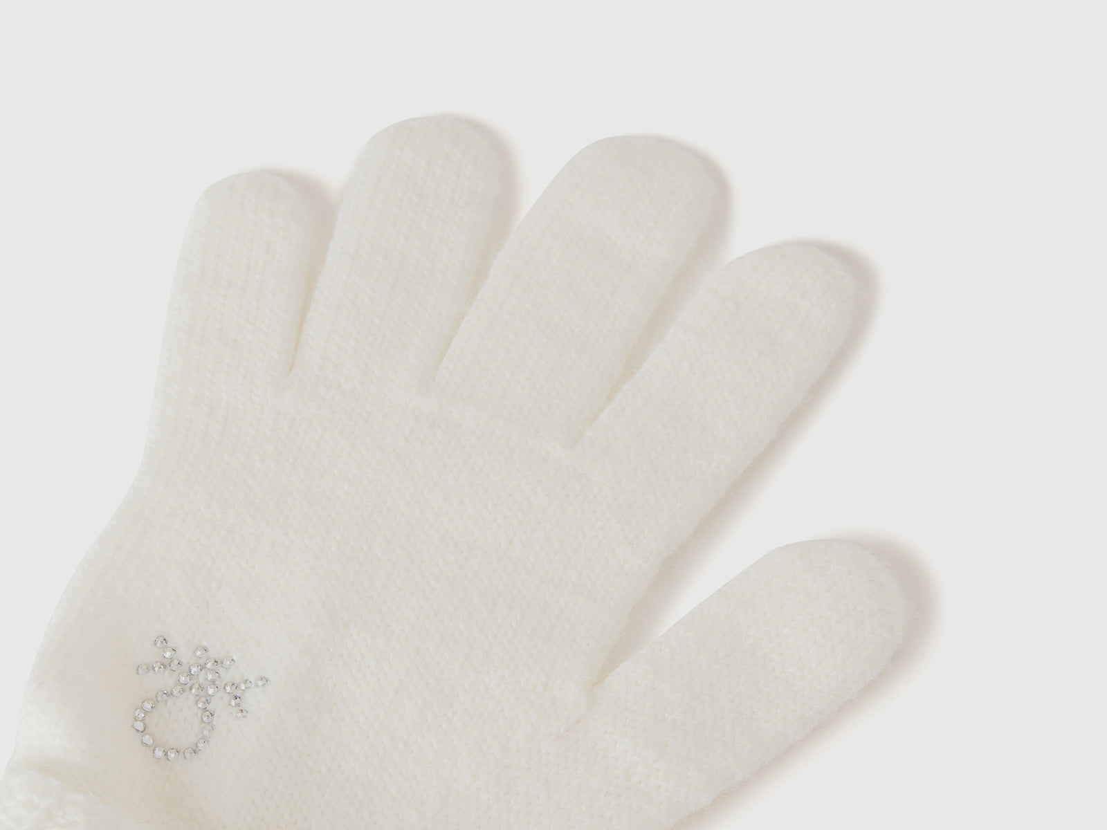 Guanti in maglia con logo da bambina bianco 2 | Benetton Outlet