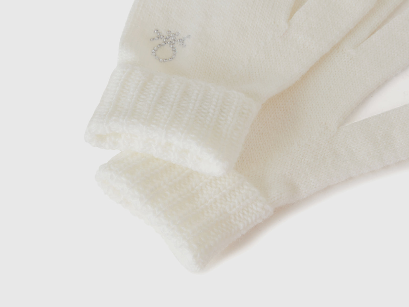 Guanti in maglia con logo da bambina bianco 3 | Benetton Outlet