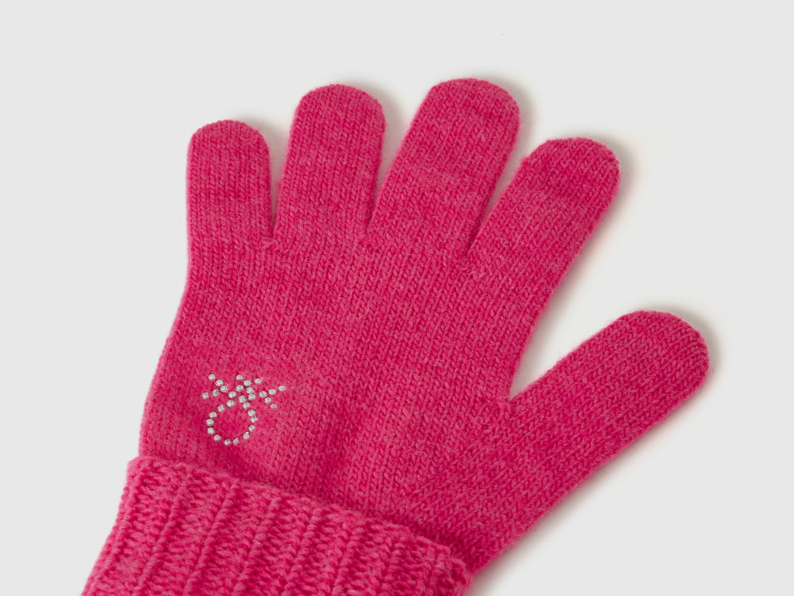 Guanti in maglia con logo da bambina fucsia 2 | Benetton Outlet