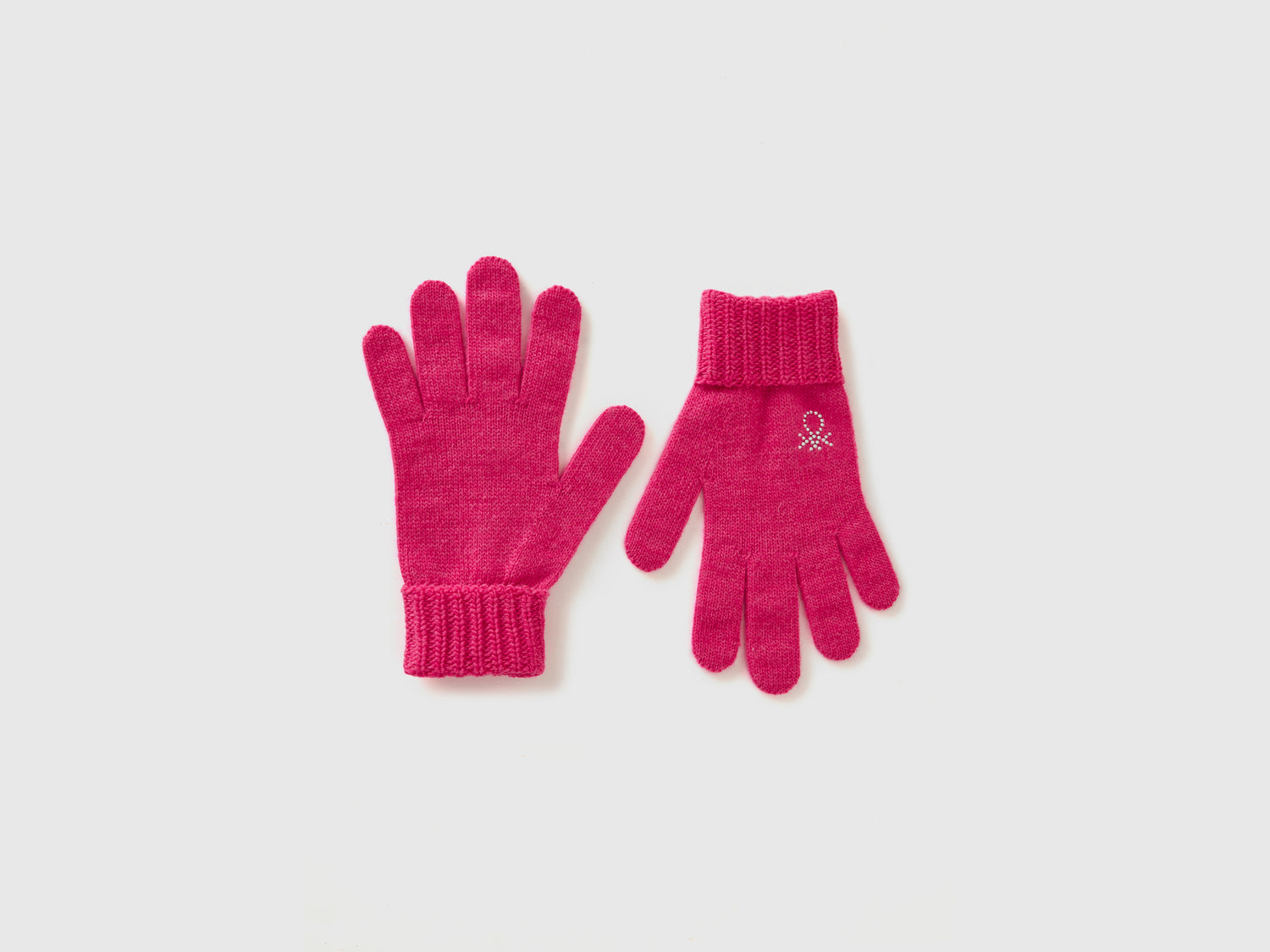 Knitted gloves with logo da bambina fucsia | Benetton Outlet