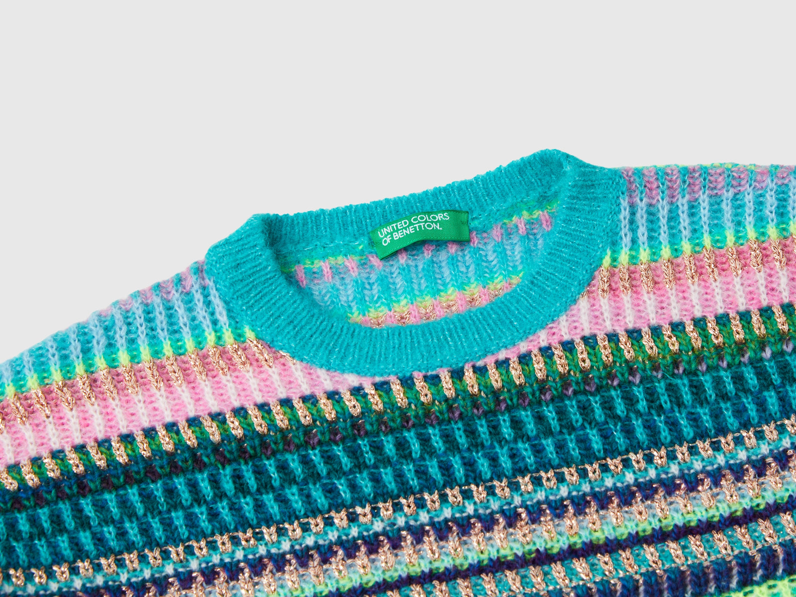 Maglia jacquard a righe da bambina multi-color 3 | Benetton Outlet