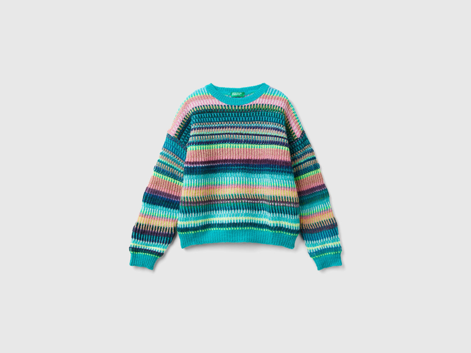 Maglia jacquard a righe da bambina multi-color | Benetton Outlet
