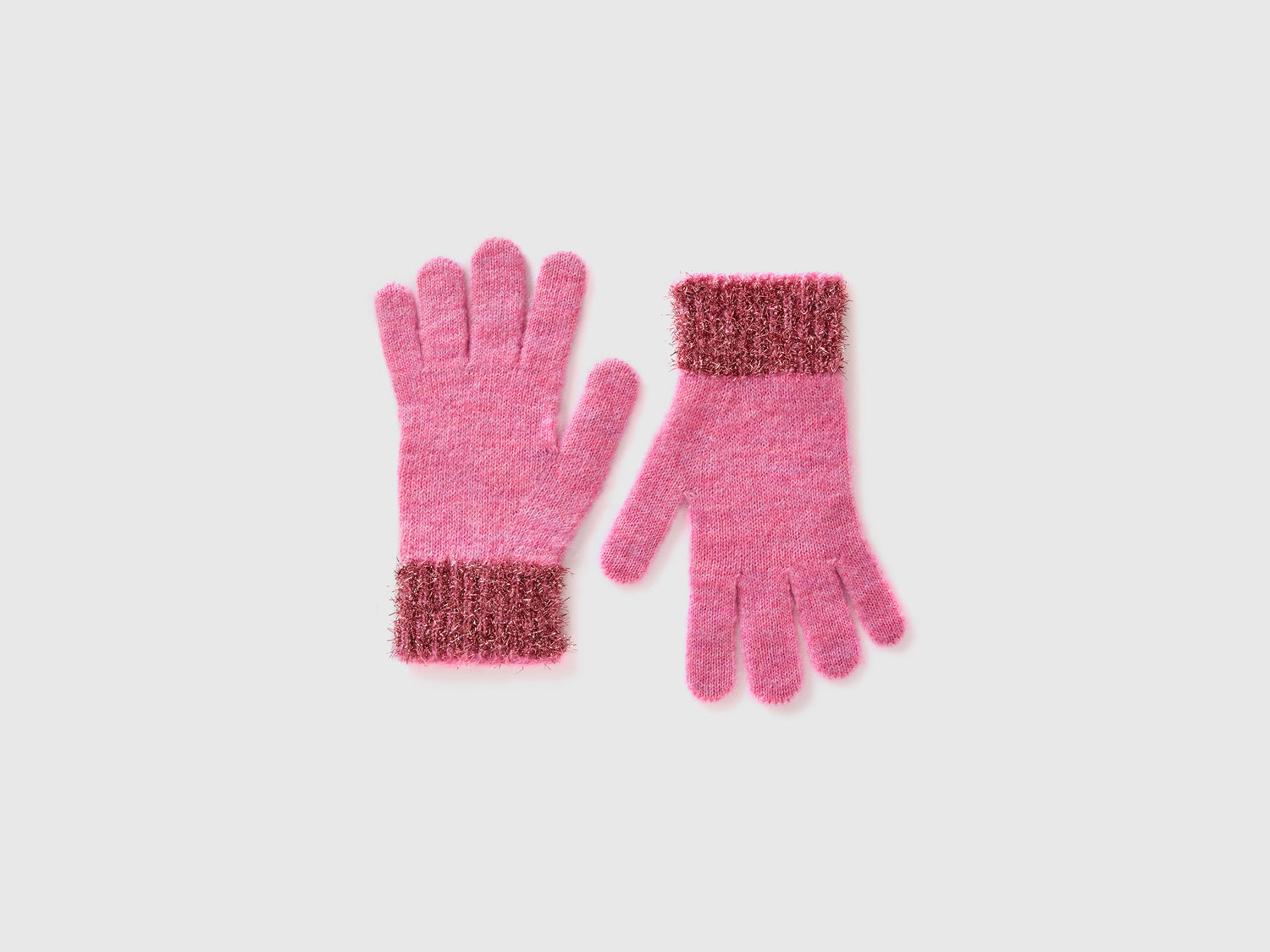 Gloves with lurex da bambina rosa | Benetton Outlet