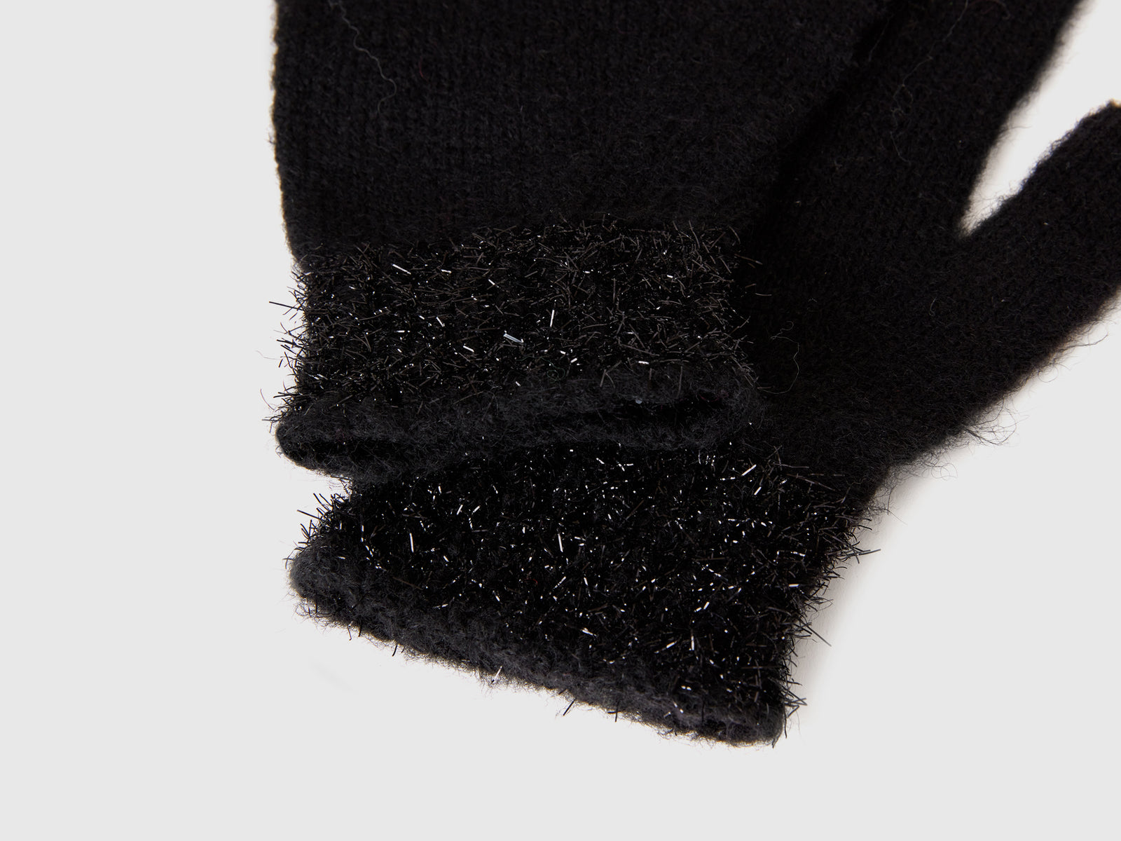Gloves with lurex da bambina nero 3 | Benetton Outlet