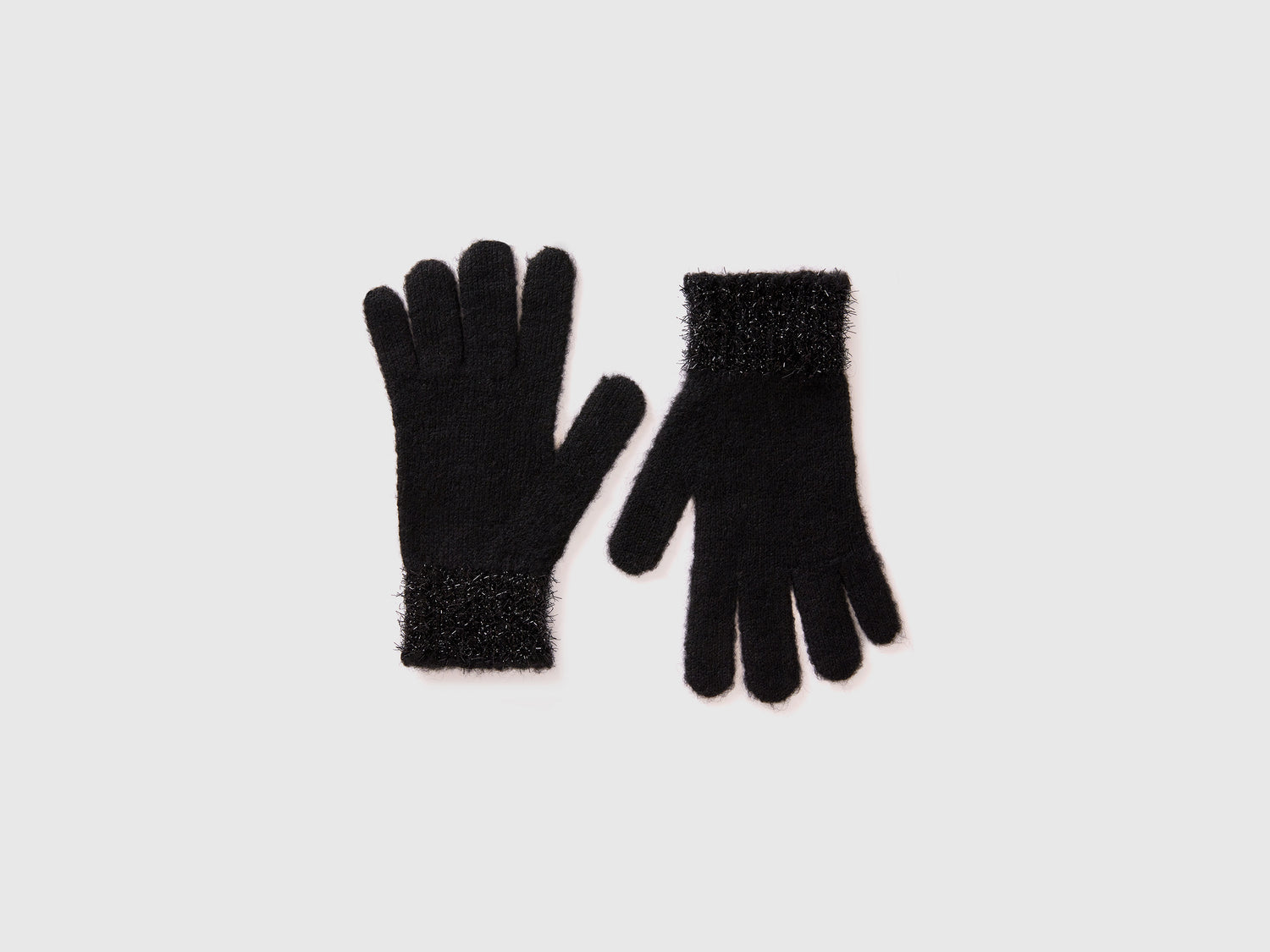 Gloves with lurex da bambina nero | Benetton Outlet