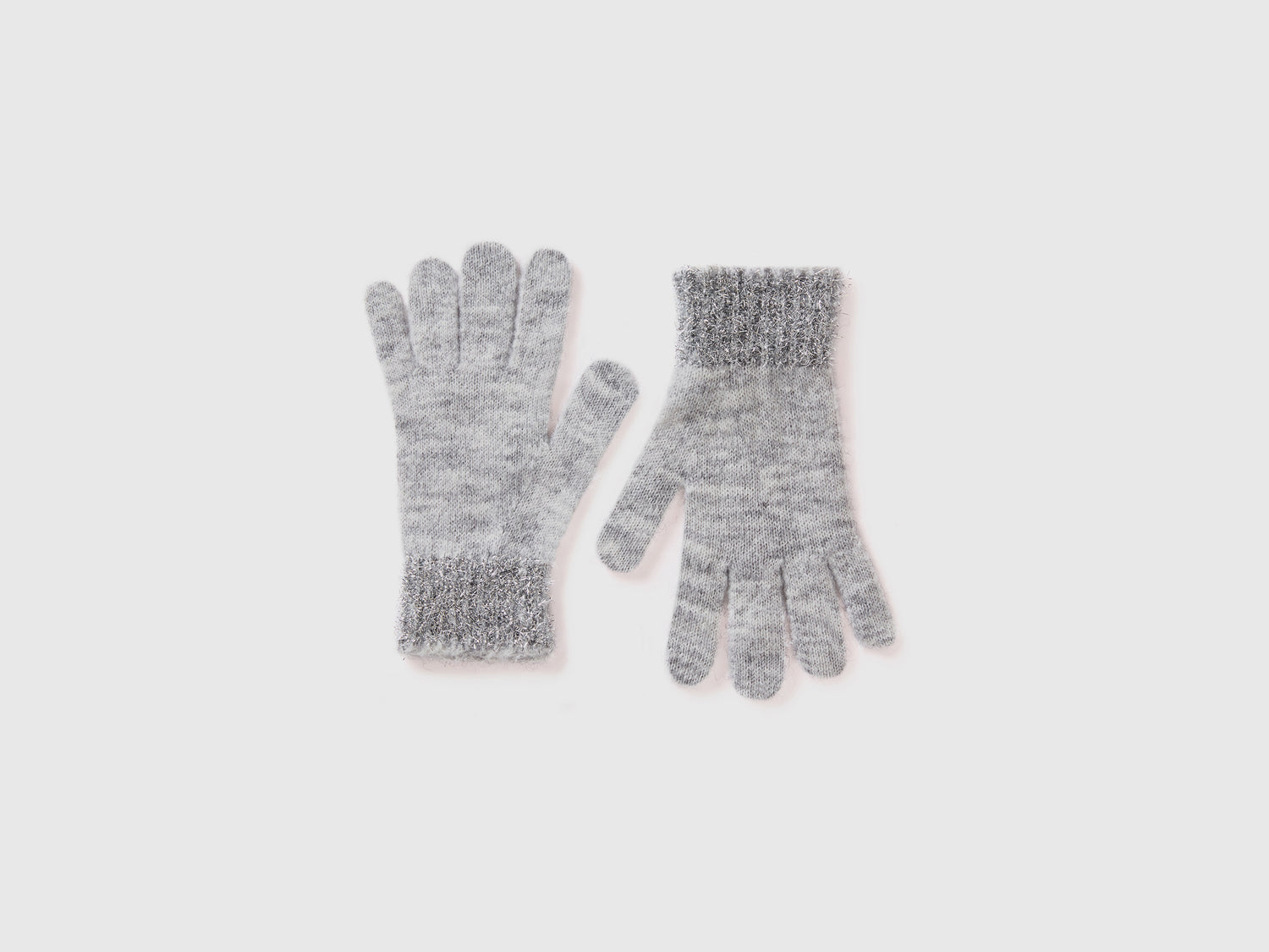 Gloves with lurex da bambina grigio chiaro | Benetton Outlet