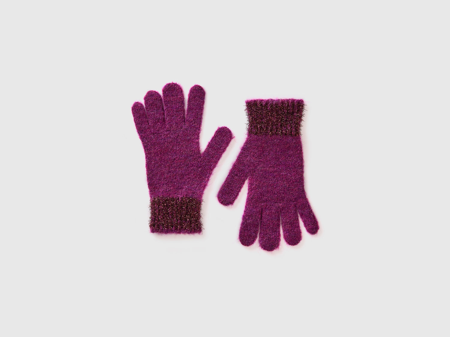 Gloves with lurex da bambina malva | Benetton Outlet