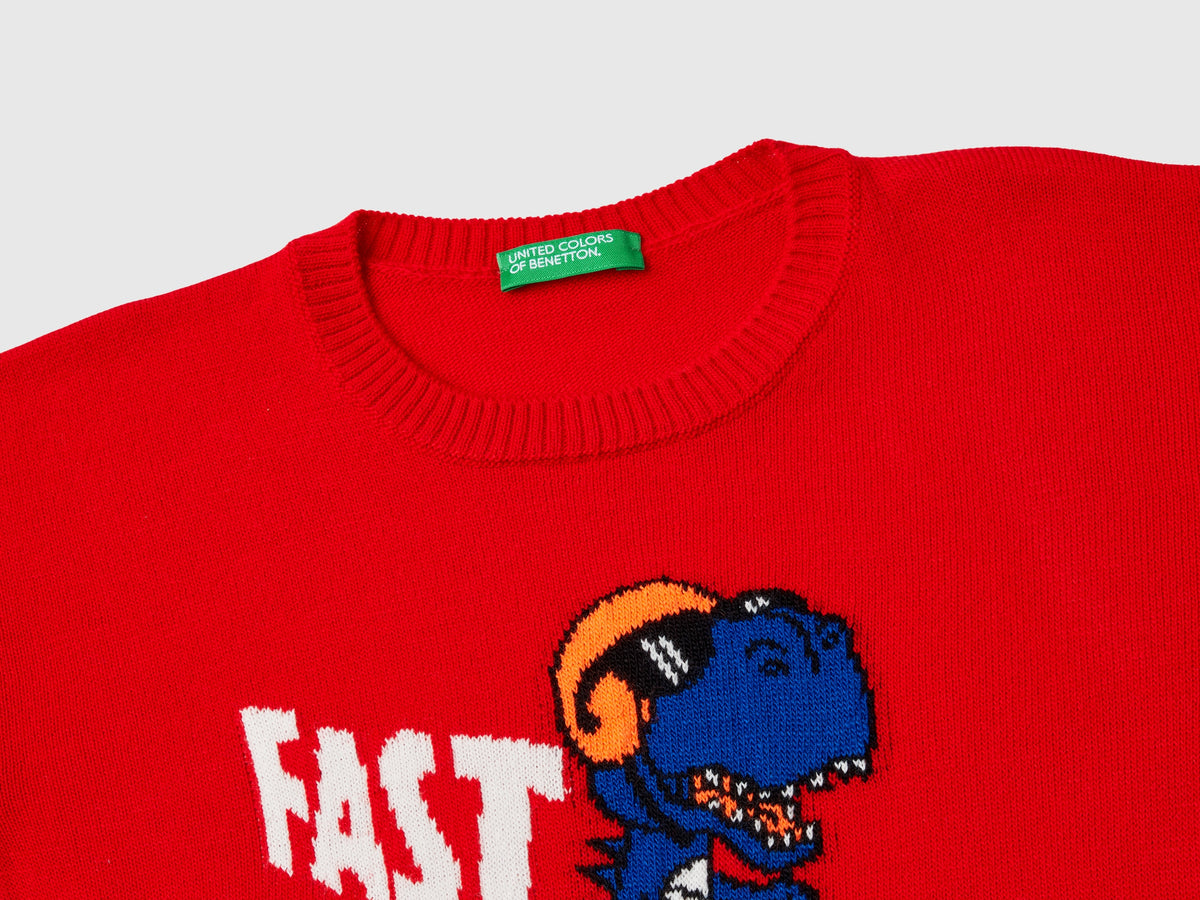 Maglia con intarsio dinosauro