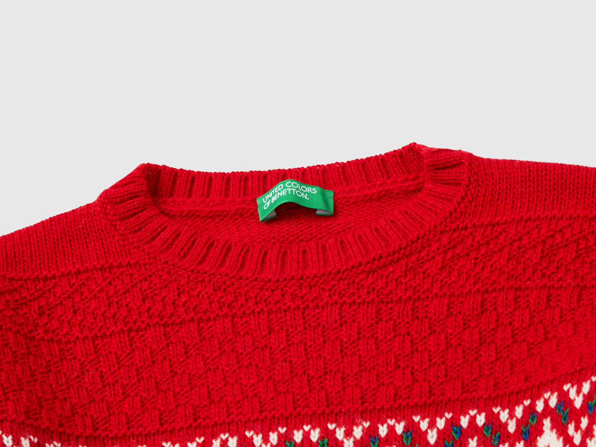Maglia jacquard in misto lana
