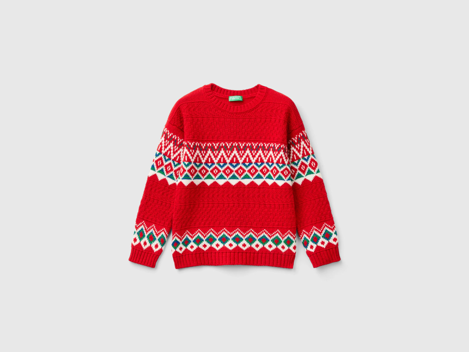 Maglia jacquard in misto lana da bimbo rosso | Benetton Outlet