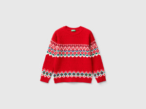 Maglia jacquard in misto lana
