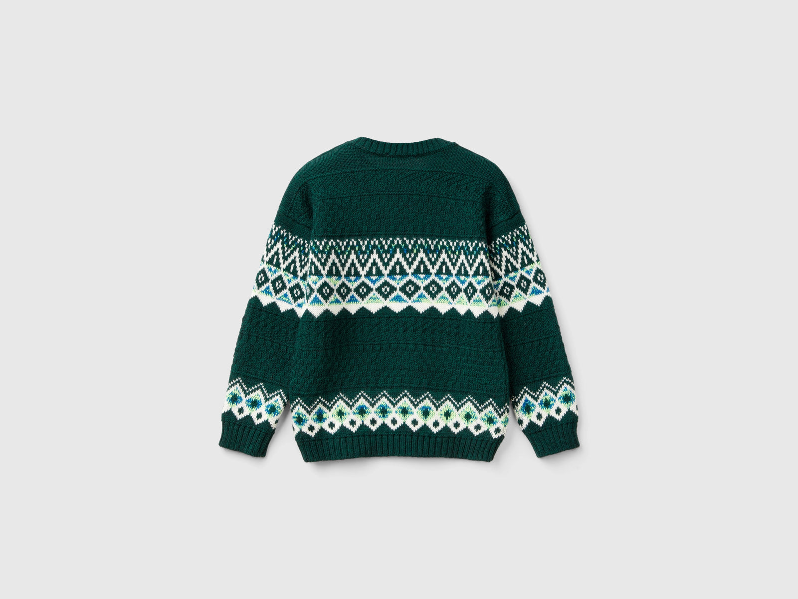Maglia jacquard in misto lana da bimbo verde 2 | Benetton Outlet